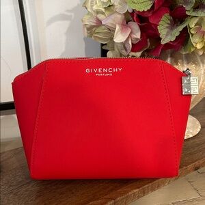 Givenchy Red Parfums Cosmetic Pouch with Silver Charm
